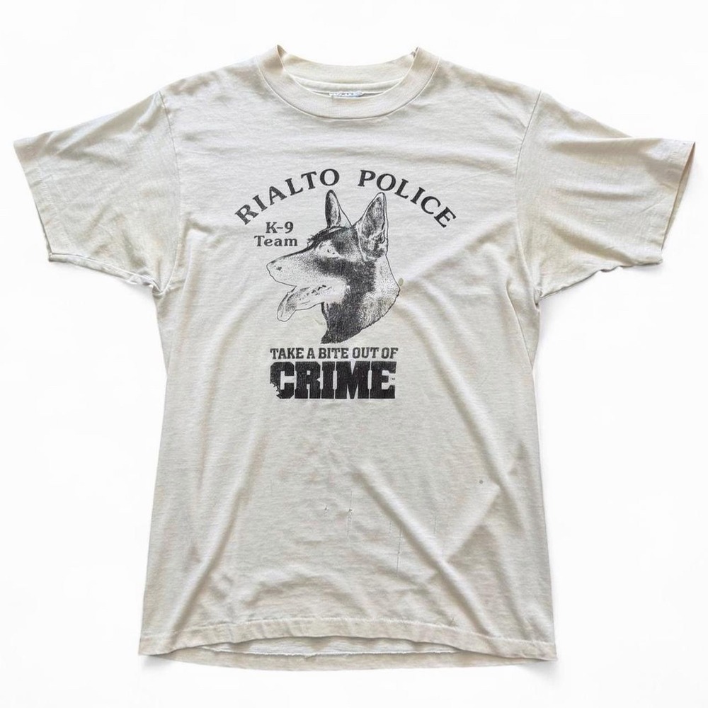 Vintage 90s Police K-9 Team Crime Graphic German Shephard Dog T-shirt Small